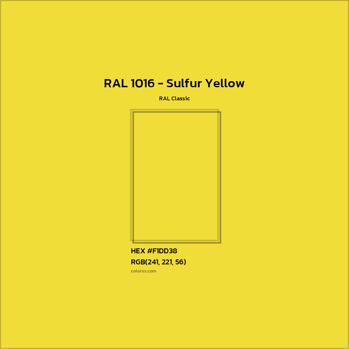 HEX #F1DD38 RAL 1016 - Sulfur Yellow CMS RAL Classic - Color Code