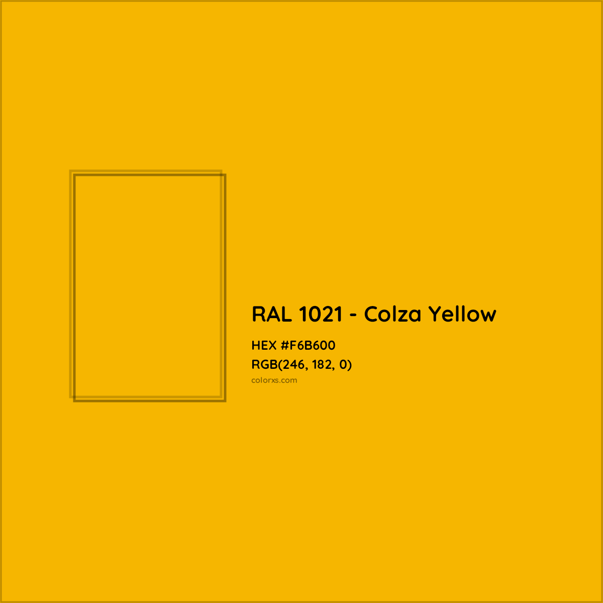 HEX #F6B600 RAL 1021 - Colza Yellow CMS RAL Classic - Color Code