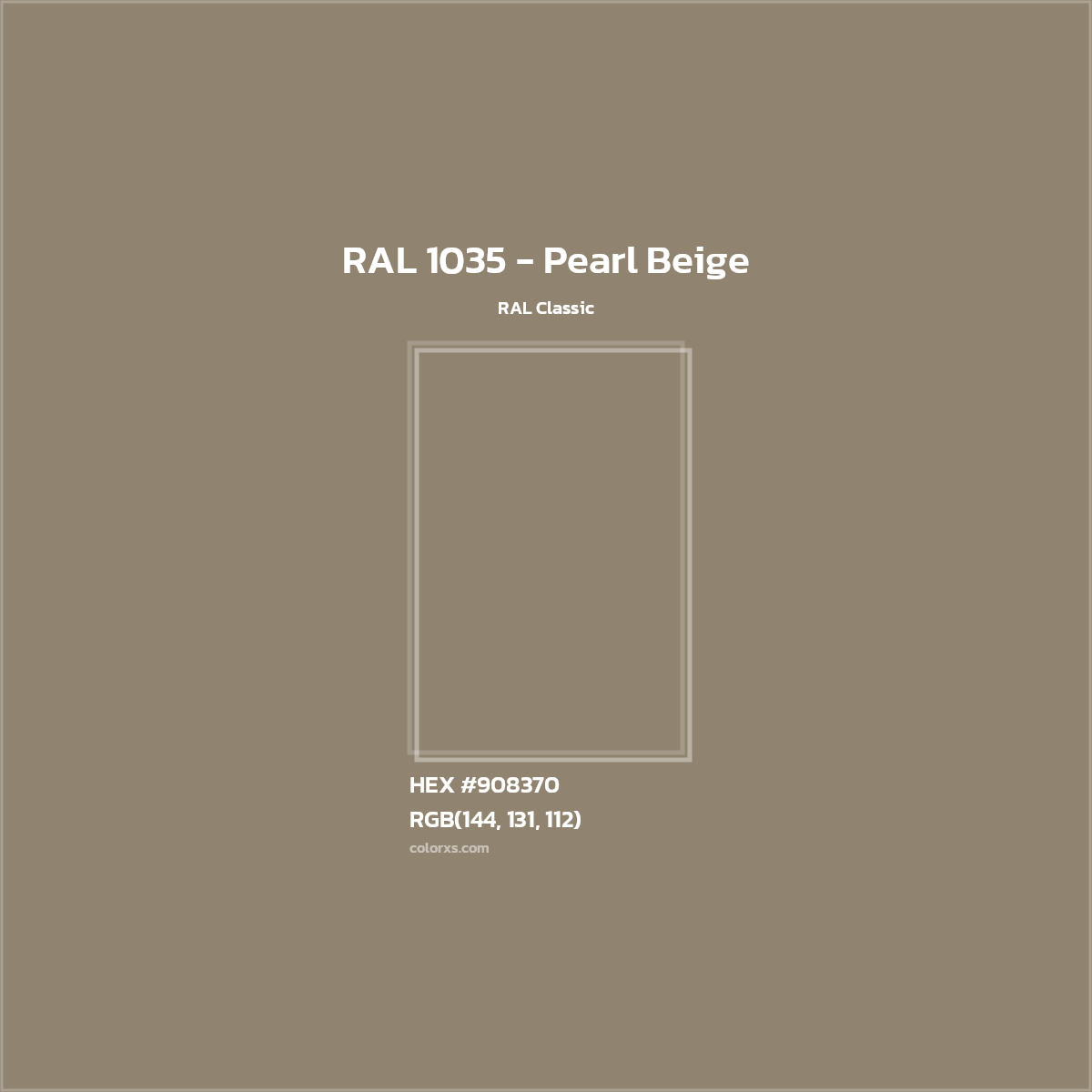 HEX #908370 RAL 1035 - Pearl Beige CMS RAL Classic - Color Code