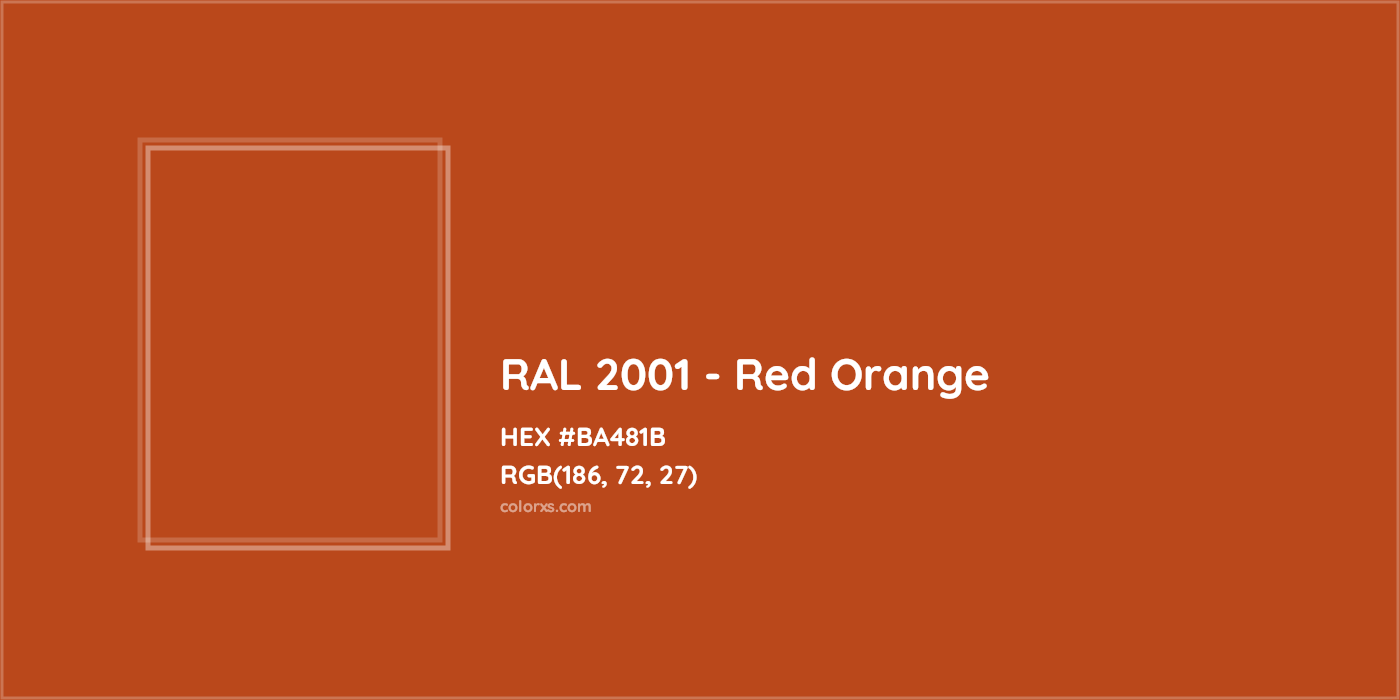 HEX #BA481B RAL 2001 - Red Orange CMS RAL Classic - Color Code