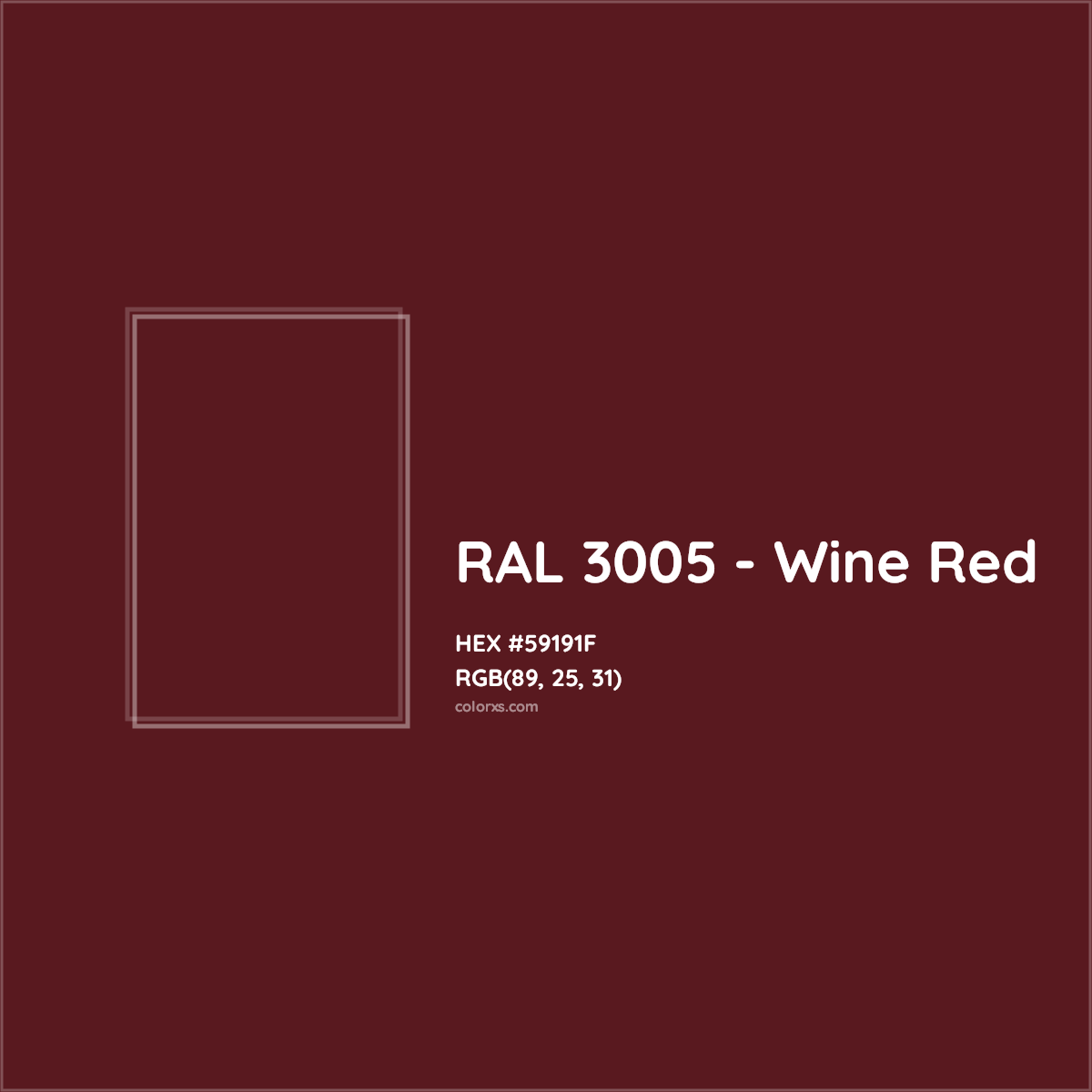 HEX #59191F RAL 3005 - Wine Red CMS RAL Classic - Color Code