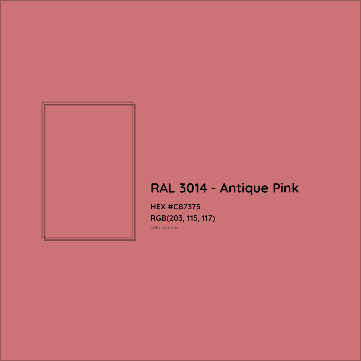 HEX #CB7375 RAL 3014 - Antique Pink CMS RAL Classic - Color Code