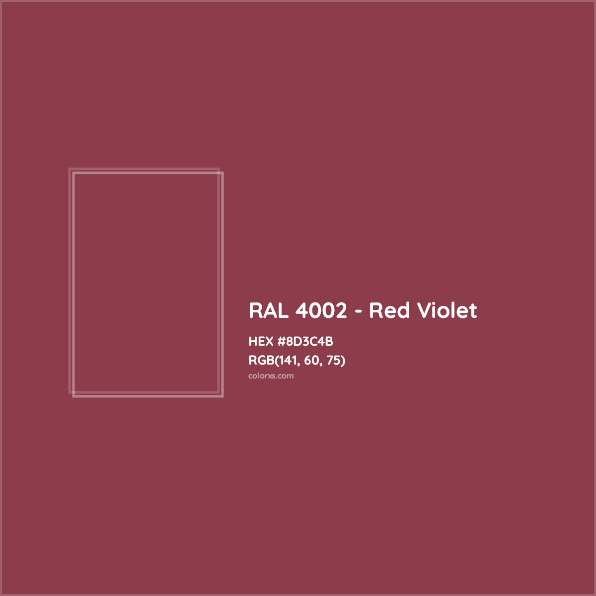 HEX #8D3C4B RAL 4002 - Red Violet CMS RAL Classic - Color Code