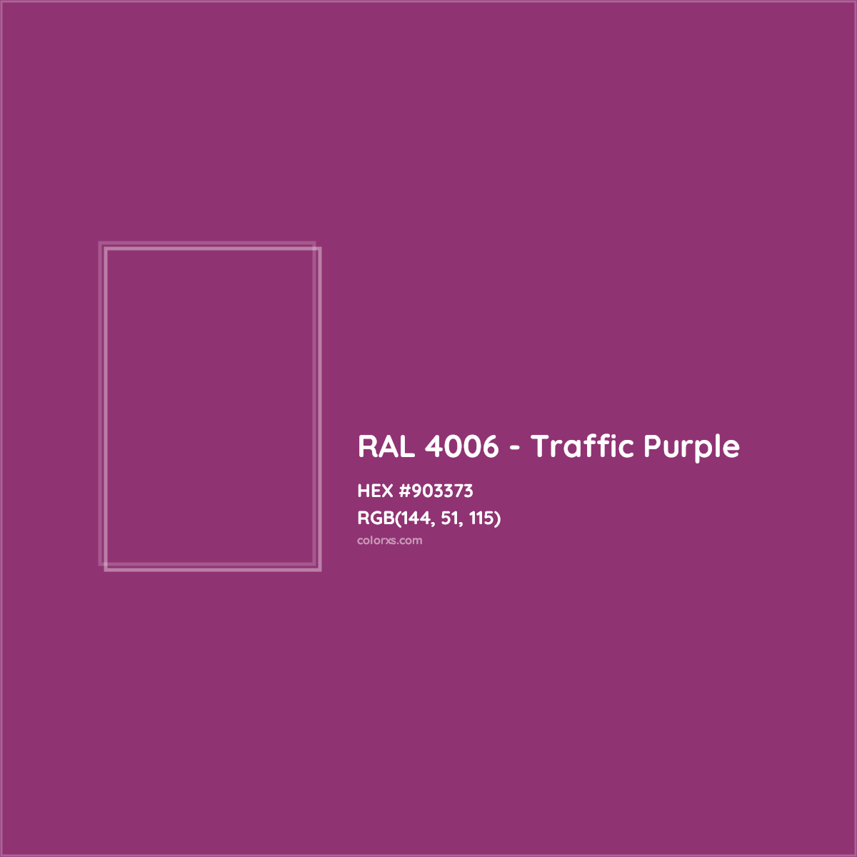 HEX #903373 RAL 4006 - Traffic Purple CMS RAL Classic - Color Code