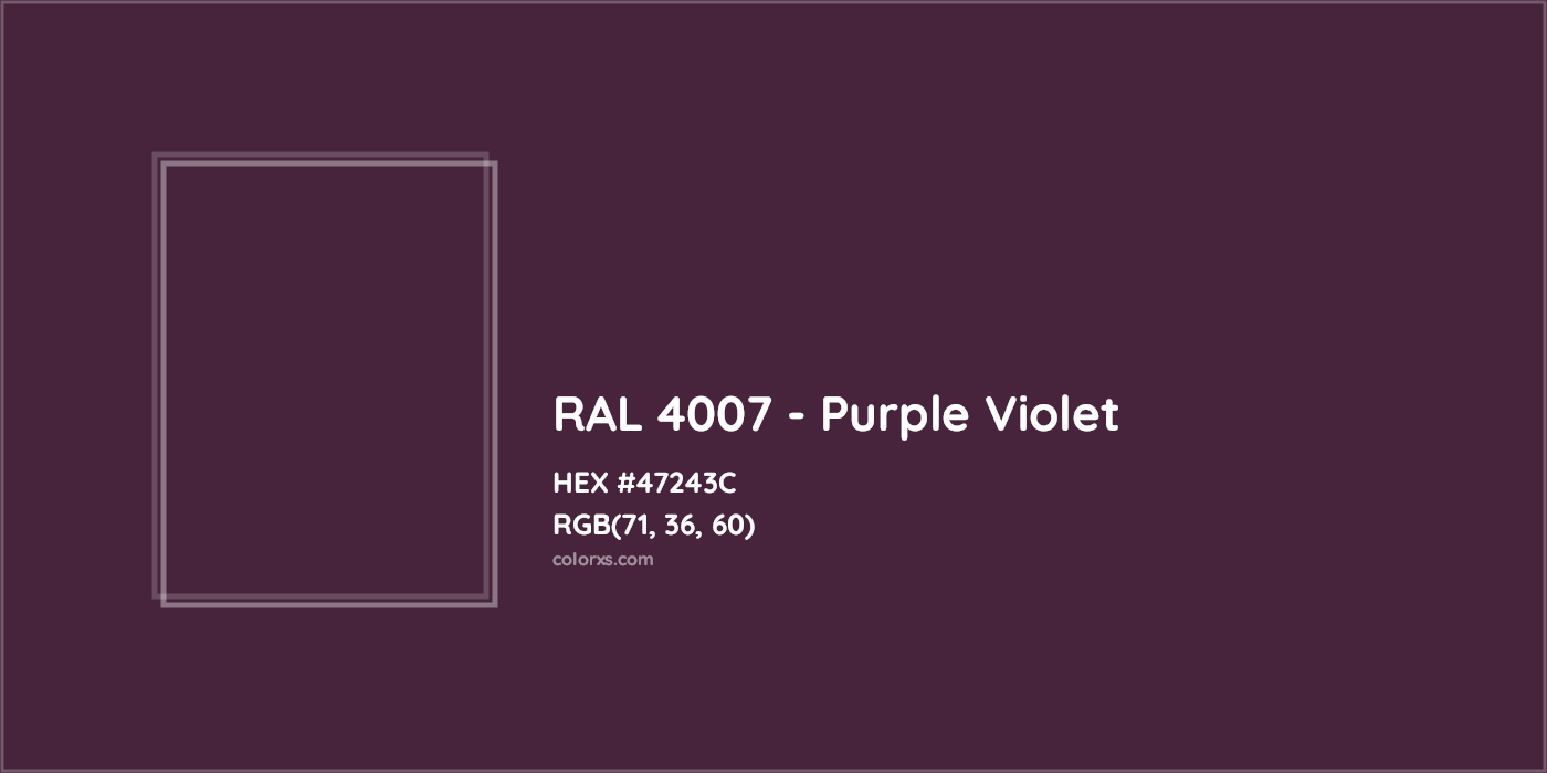 HEX #47243C RAL 4007 - Purple Violet CMS RAL Classic - Color Code