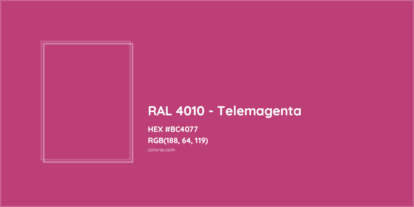 HEX #BC4077 RAL 4010 - Telemagenta CMS RAL Classic - Color Code