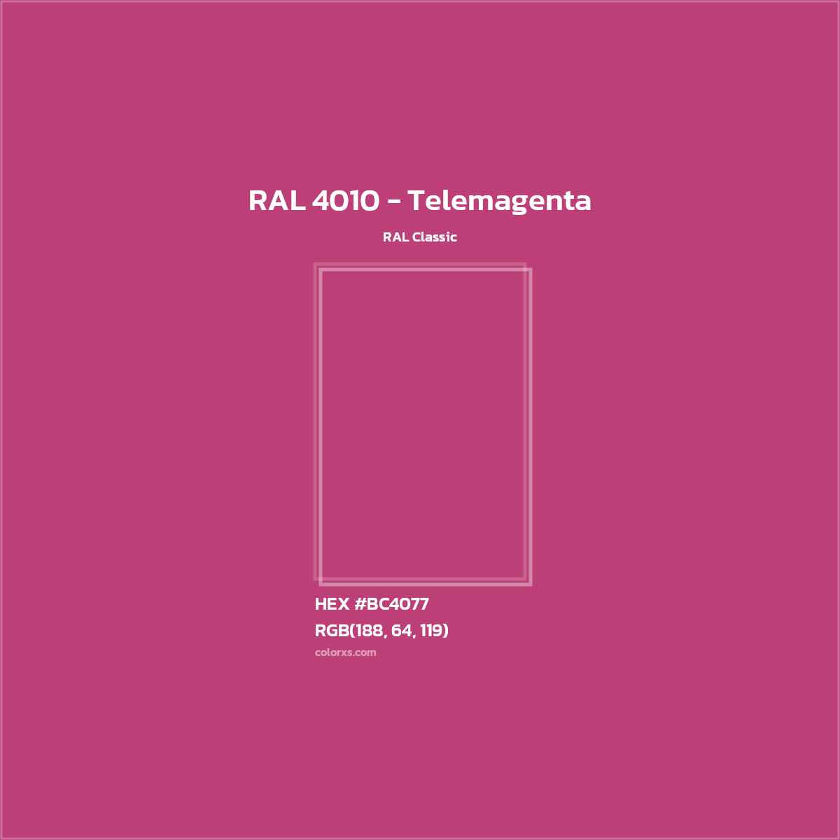 HEX #BC4077 RAL 4010 - Telemagenta CMS RAL Classic - Color Code