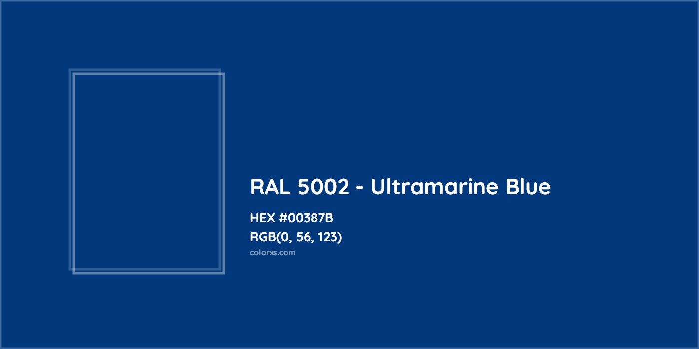 HEX #00387B RAL 5002 - Ultramarine Blue CMS RAL Classic - Color Code