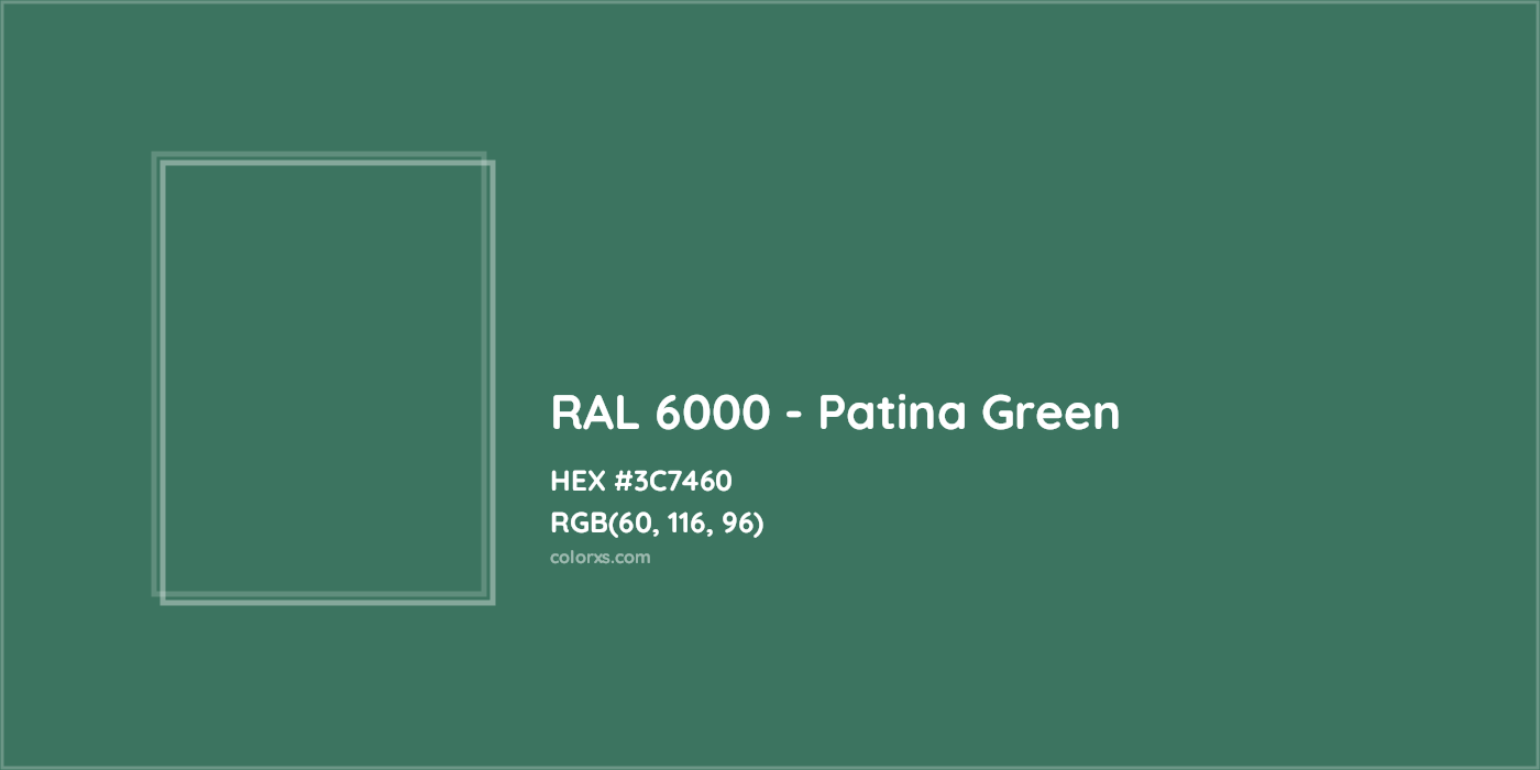 HEX #3C7460 RAL 6000 - Patina Green CMS RAL Classic - Color Code