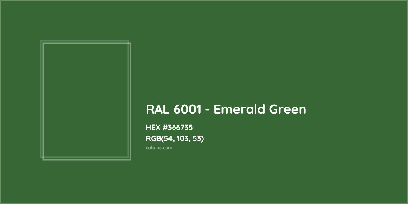 HEX #366735 RAL 6001 - Emerald Green CMS RAL Classic - Color Code
