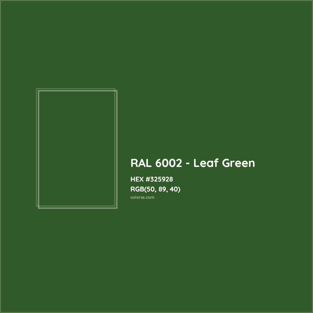 HEX #325928 RAL 6002 - Leaf Green CMS RAL Classic - Color Code