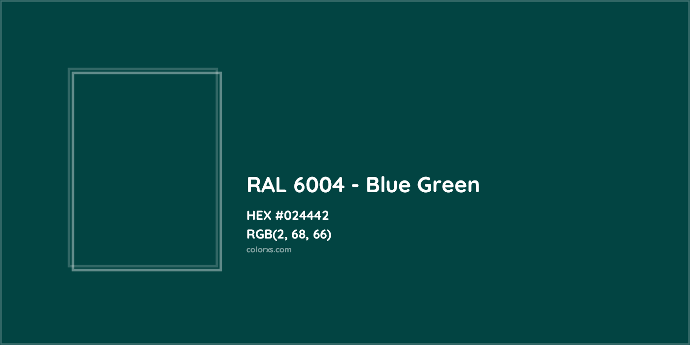 HEX #024442 RAL 6004 - Blue Green CMS RAL Classic - Color Code