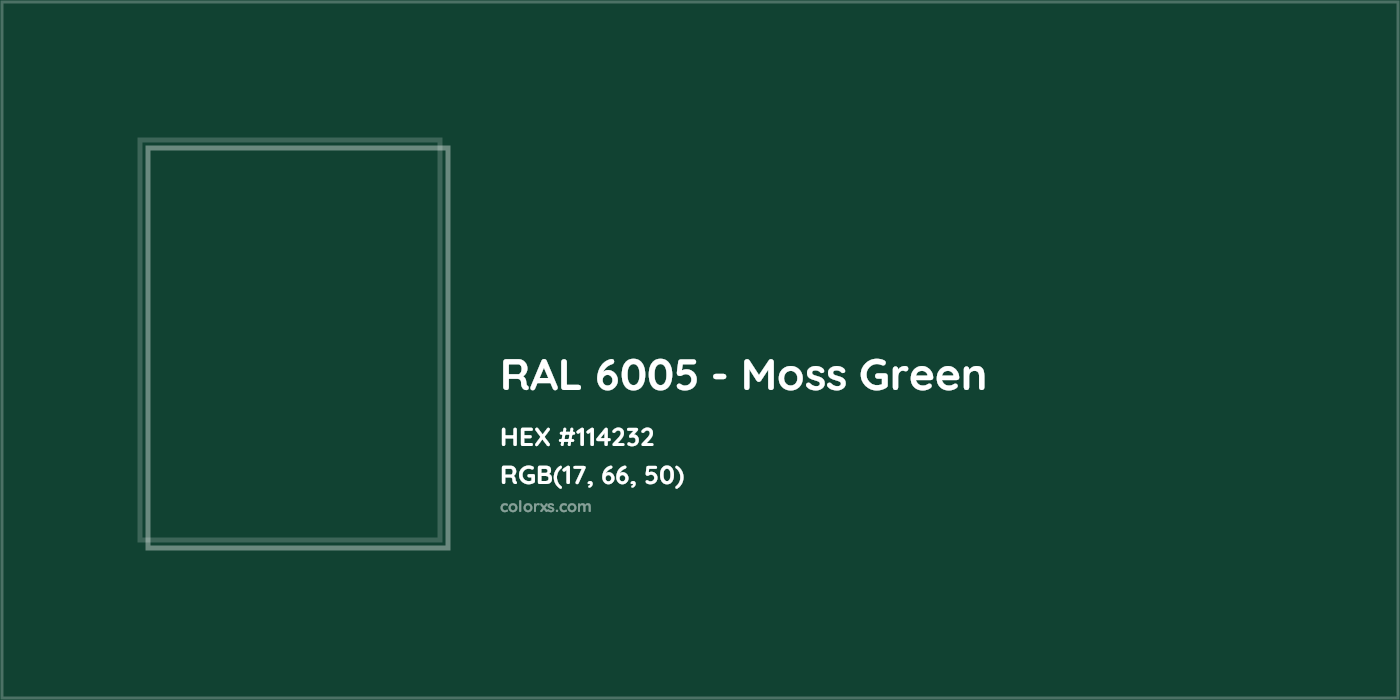 HEX #114232 RAL 6005 - Moss Green CMS RAL Classic - Color Code