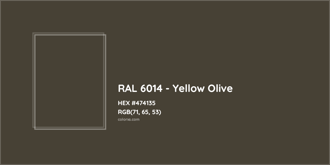 HEX #474135 RAL 6014 - Yellow Olive CMS RAL Classic - Color Code
