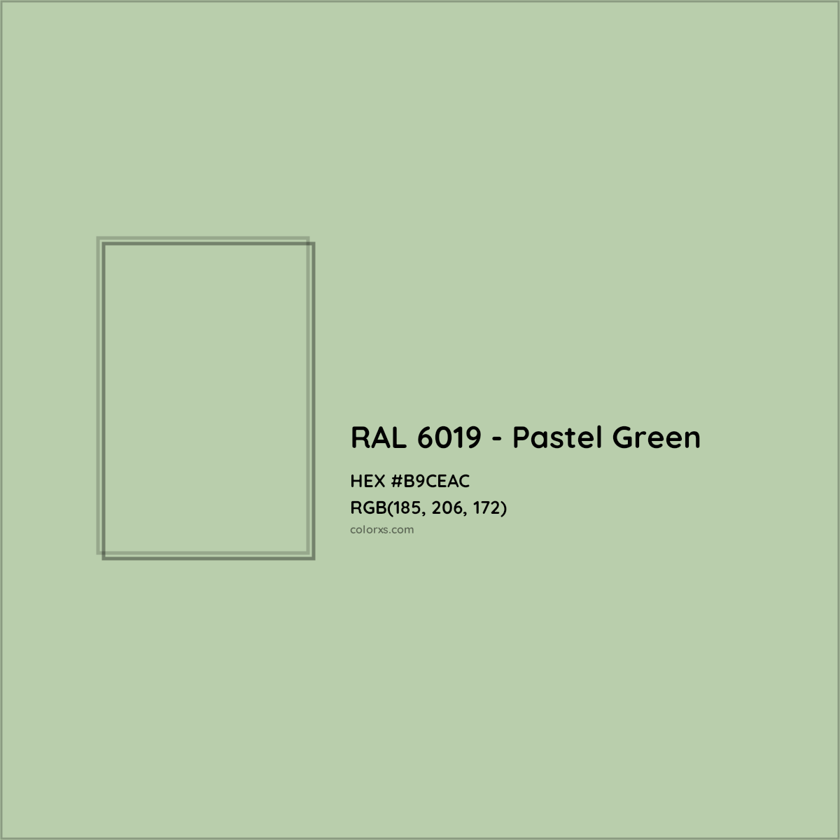 HEX #B9CEAC RAL 6019 - Pastel Green CMS RAL Classic - Color Code