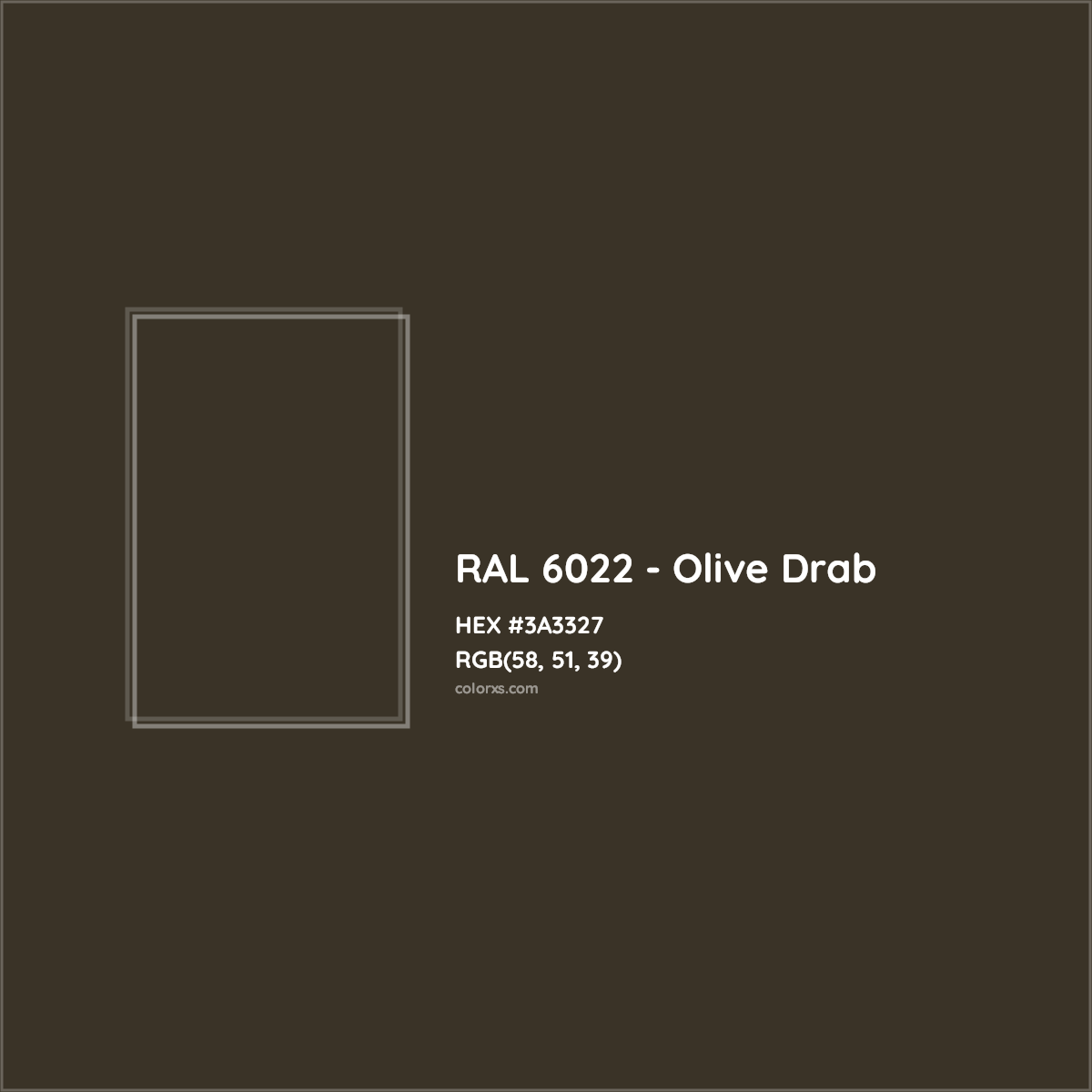 HEX #3A3327 RAL 6022 - Olive Drab CMS RAL Classic - Color Code