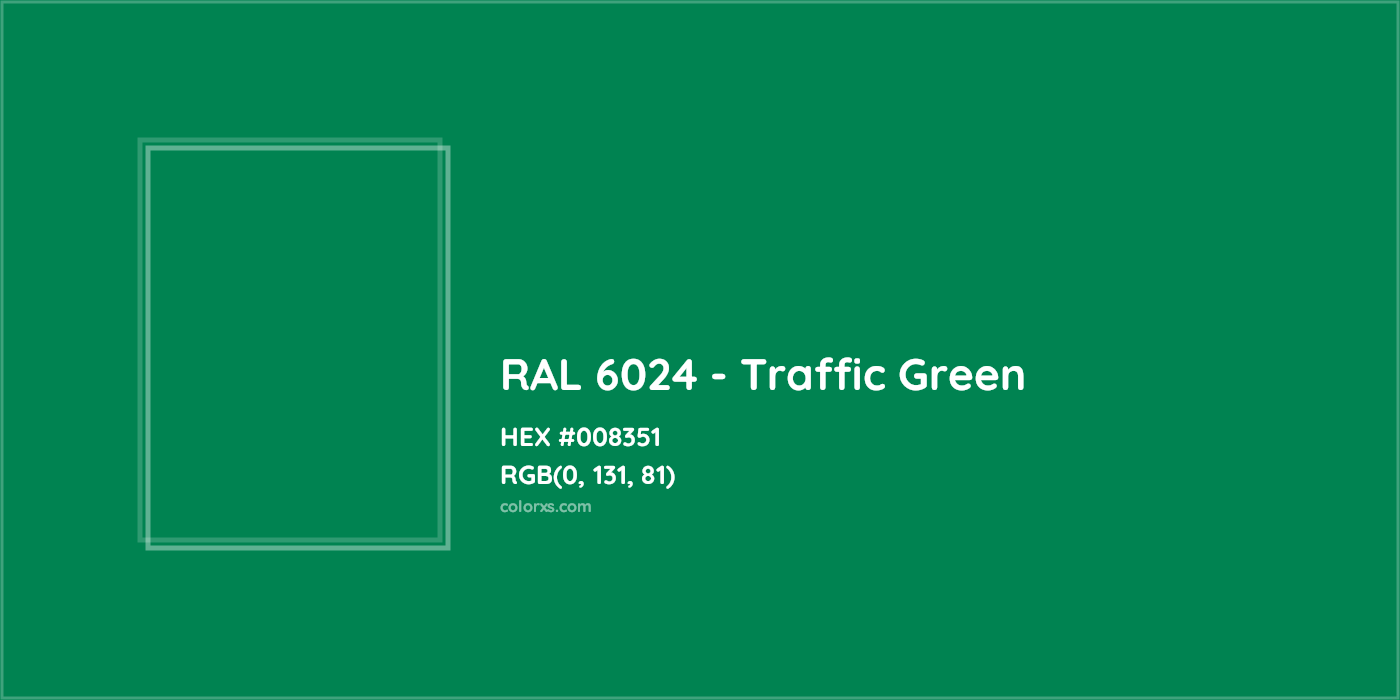 HEX #008351 RAL 6024 - Traffic Green CMS RAL Classic - Color Code