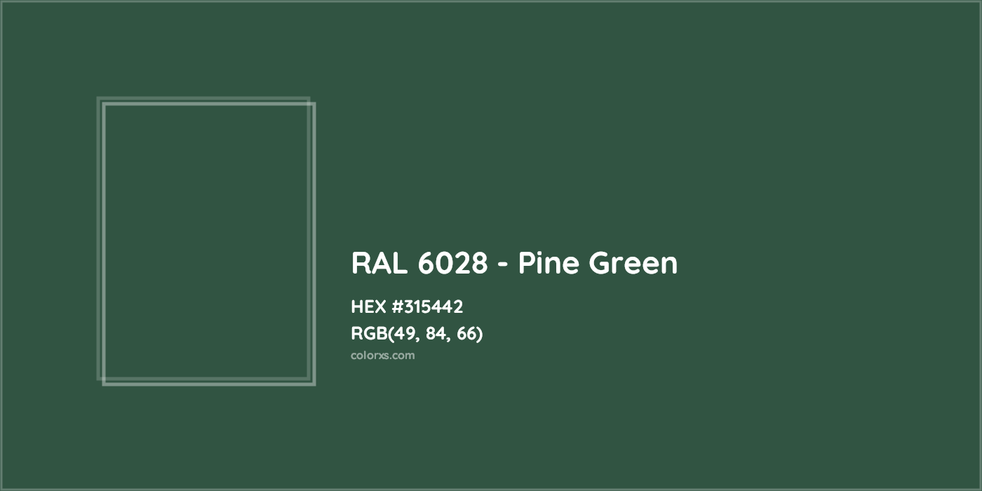 HEX #315442 RAL 6028 - Pine Green CMS RAL Classic - Color Code
