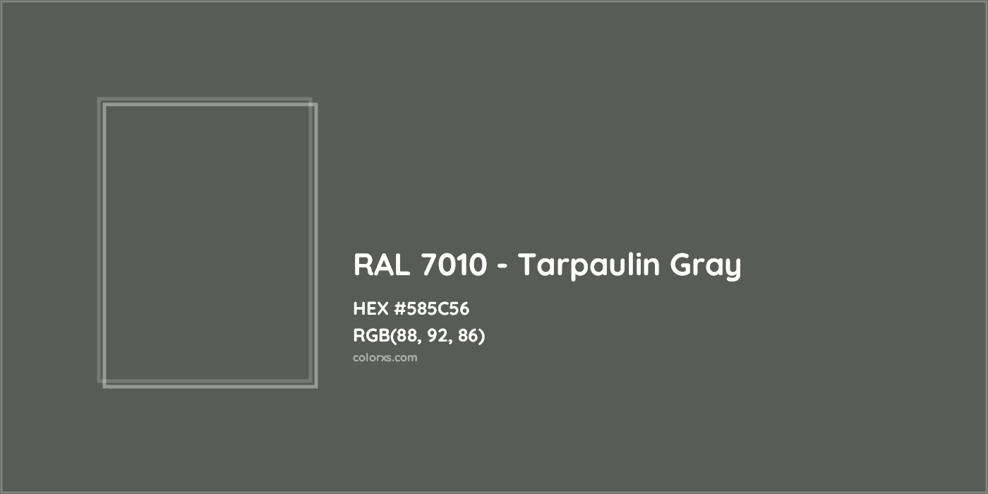 HEX #585C56 RAL 7010 - Tarpaulin Gray CMS RAL Classic - Color Code
