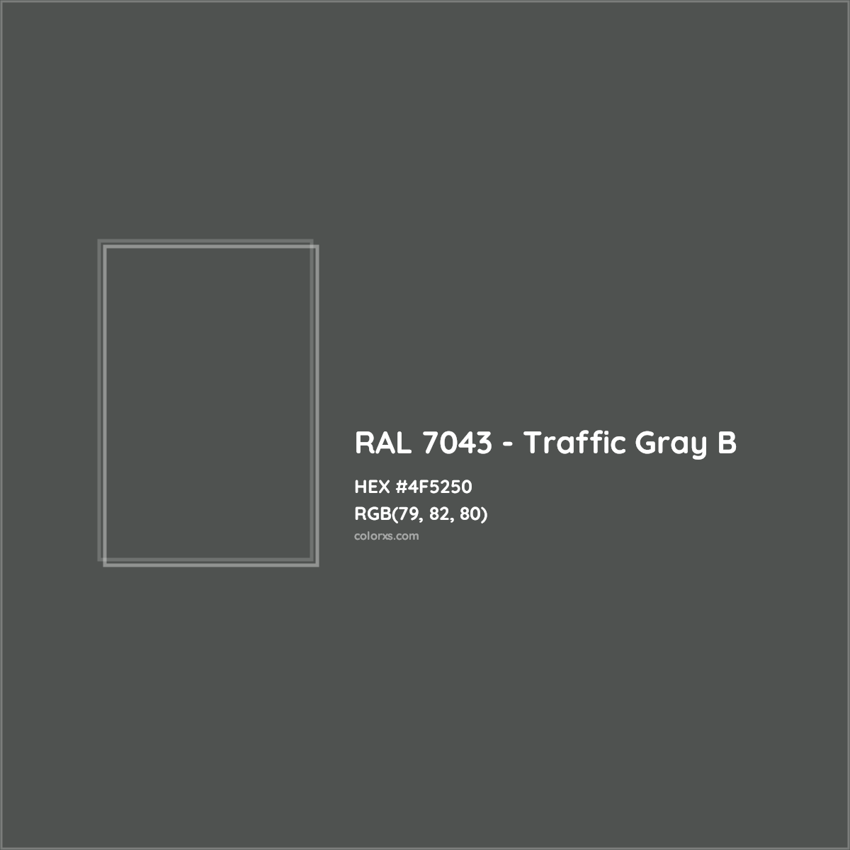 HEX #4F5250 RAL 7043 - Traffic Gray B CMS RAL Classic - Color Code