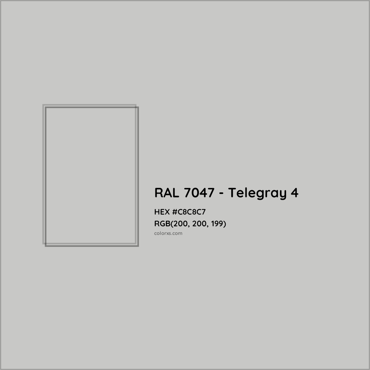 HEX #C8C8C7 RAL 7047 - Telegray 4 CMS RAL Classic - Color Code