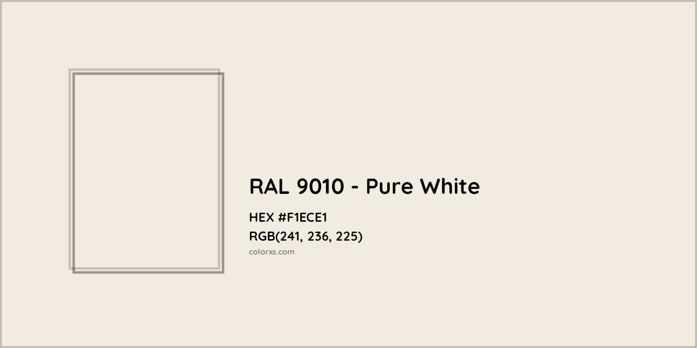 HEX #F1ECE1 RAL 9010 - Pure White CMS RAL Classic - Color Code