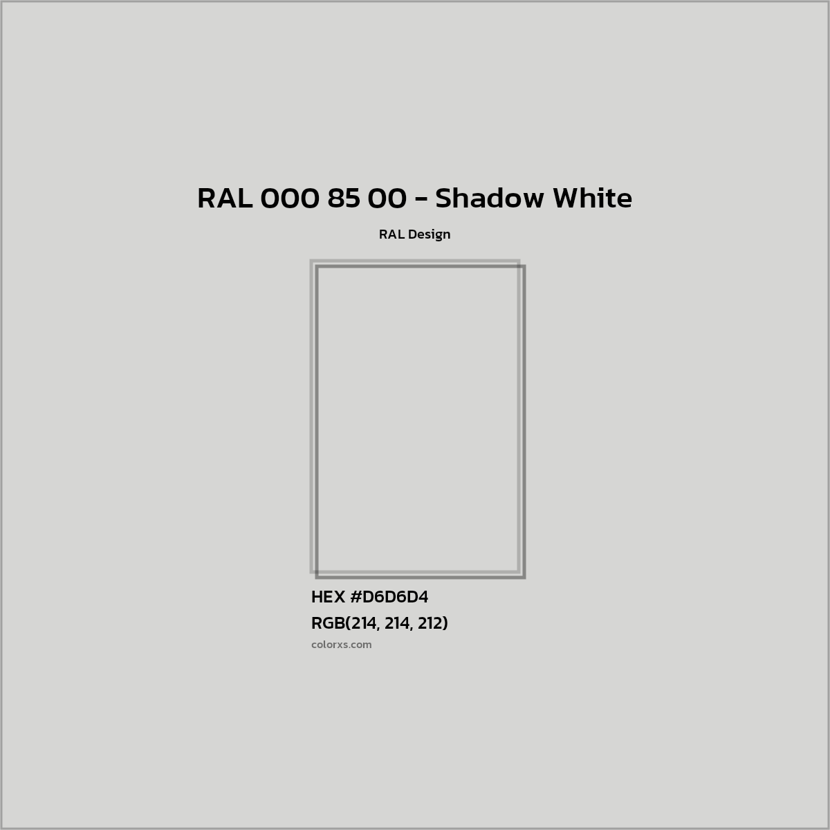 HEX #D6D6D4 RAL 000 85 00 - Shadow White CMS RAL Design - Color Code