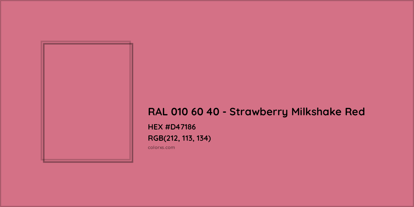 HEX #D47186 RAL 010 60 40 - Strawberry Milkshake Red CMS RAL Design - Color Code