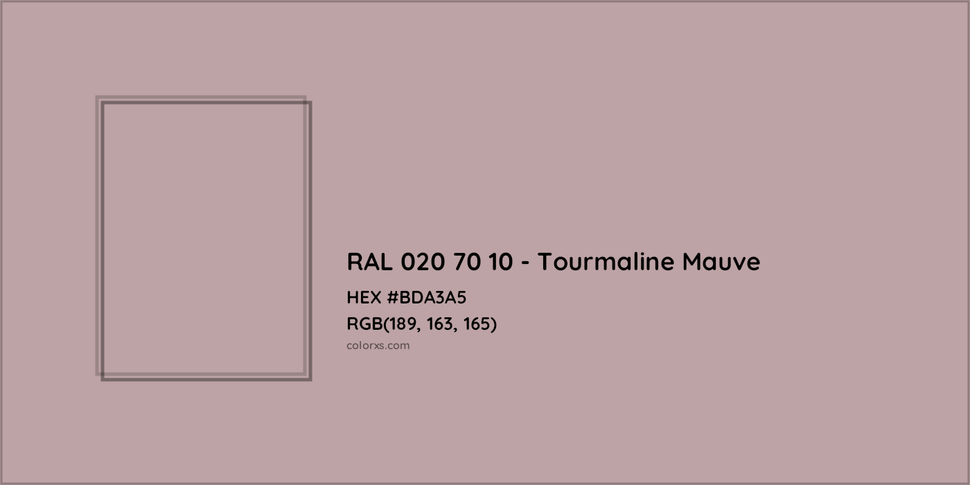 HEX #BDA3A5 RAL 020 70 10 - Tourmaline Mauve CMS RAL Design - Color Code