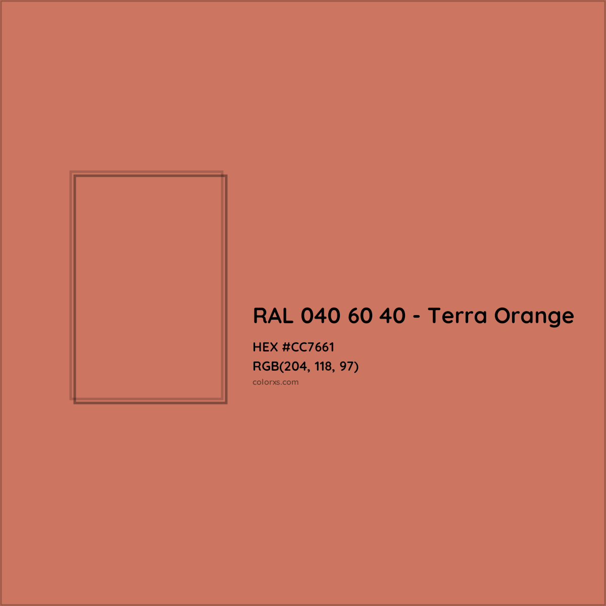 HEX #CC7661 RAL 040 60 40 - Terra Orange CMS RAL Design - Color Code