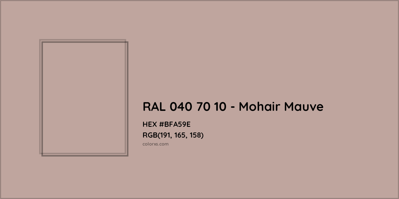 HEX #BFA59E RAL 040 70 10 - Mohair Mauve CMS RAL Design - Color Code