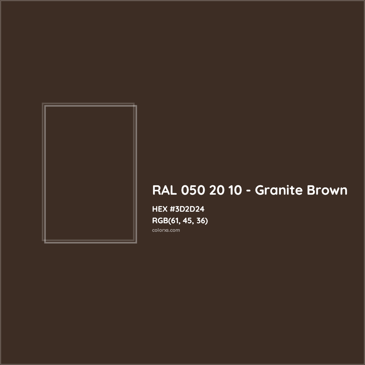 HEX #3D2D24 RAL 050 20 10 - Granite Brown CMS RAL Design - Color Code