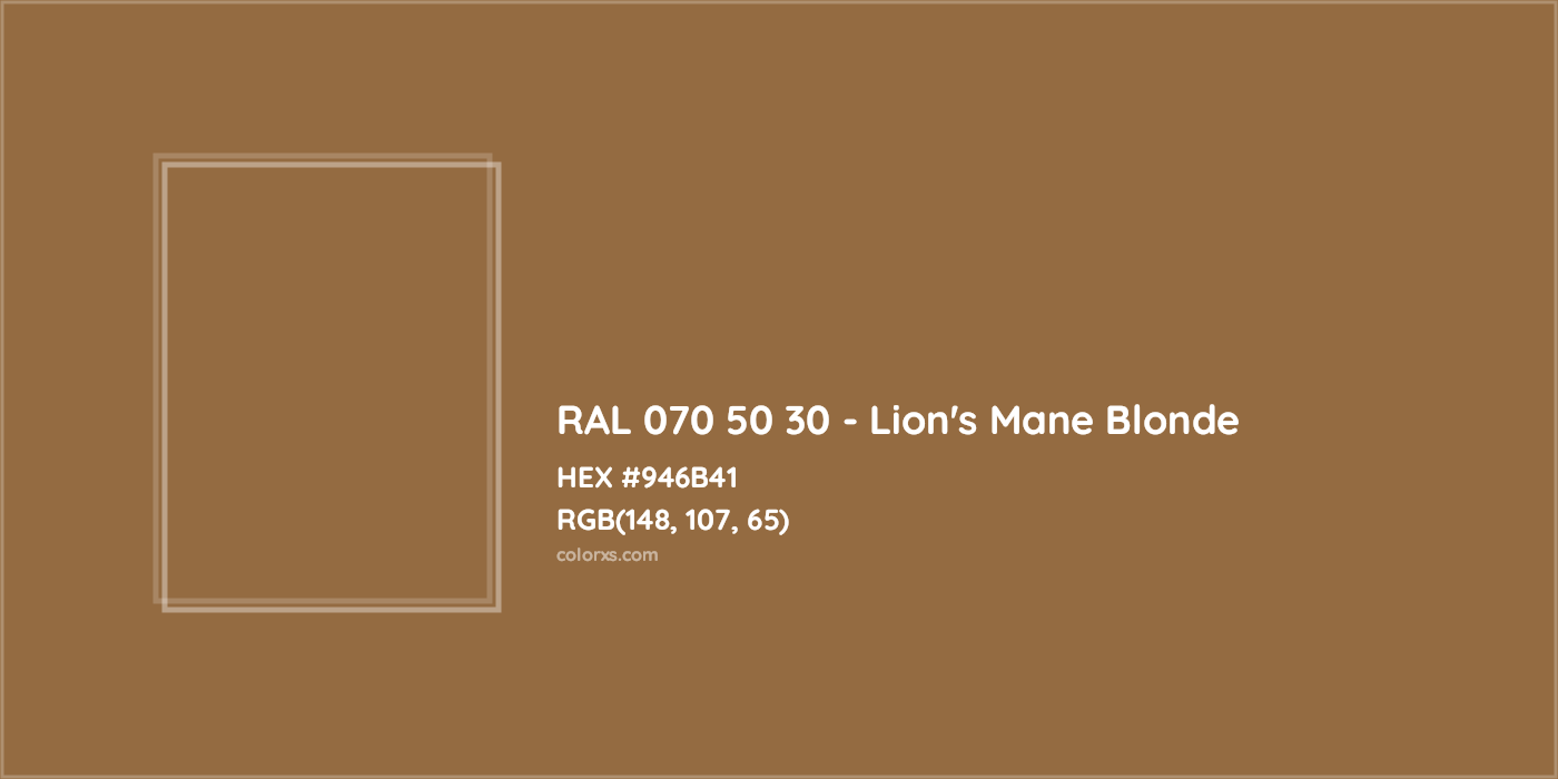 HEX #946B41 RAL 070 50 30 - Lion's Mane Blonde CMS RAL Design - Color Code