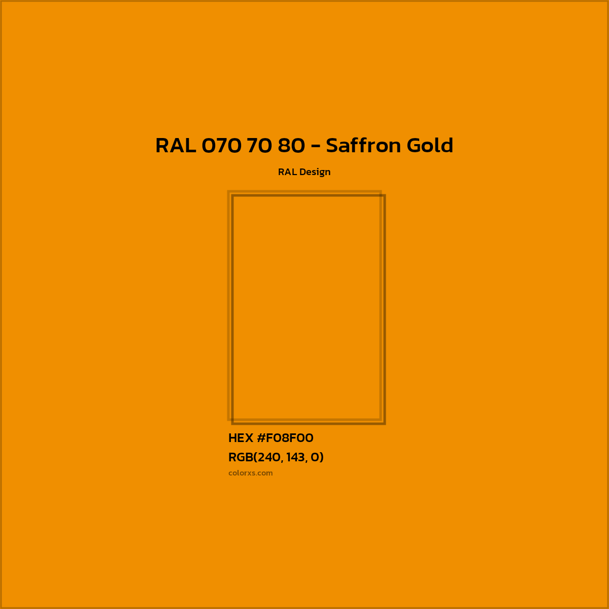 HEX #F08F00 RAL 070 70 80 - Saffron Gold CMS RAL Design - Color Code