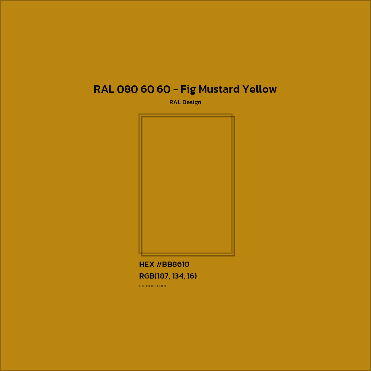 HEX #BB8610 RAL 080 60 60 - Fig Mustard Yellow CMS RAL Design - Color Code