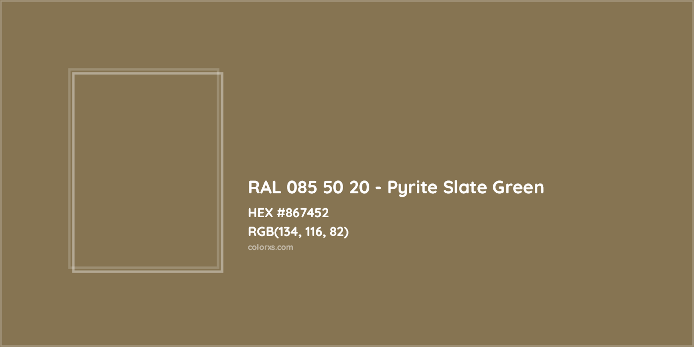 HEX #867452 RAL 085 50 20 - Pyrite Slate Green CMS RAL Design - Color Code