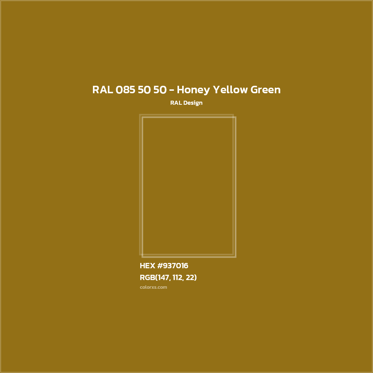 HEX #937016 RAL 085 50 50 - Honey Yellow Green CMS RAL Design - Color Code