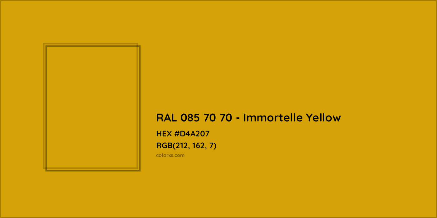 HEX #D4A207 RAL 085 70 70 - Immortelle Yellow CMS RAL Design - Color Code