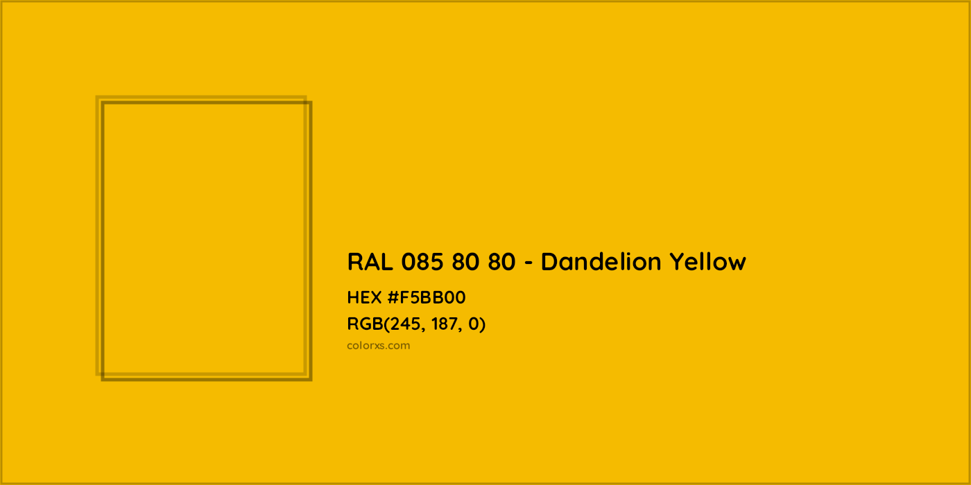 HEX #F5BB00 RAL 085 80 80 - Dandelion Yellow CMS RAL Design - Color Code