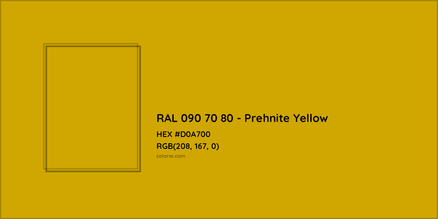 HEX #D0A700 RAL 090 70 80 - Prehnite Yellow CMS RAL Design - Color Code