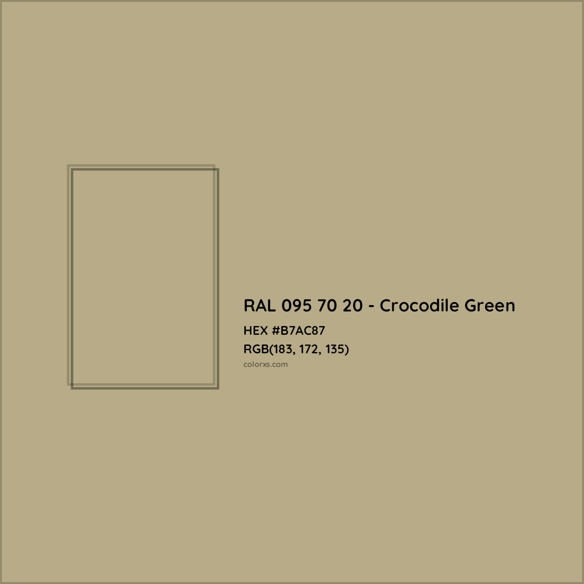 HEX #B7AC87 RAL 095 70 20 - Crocodile Green CMS RAL Design - Color Code