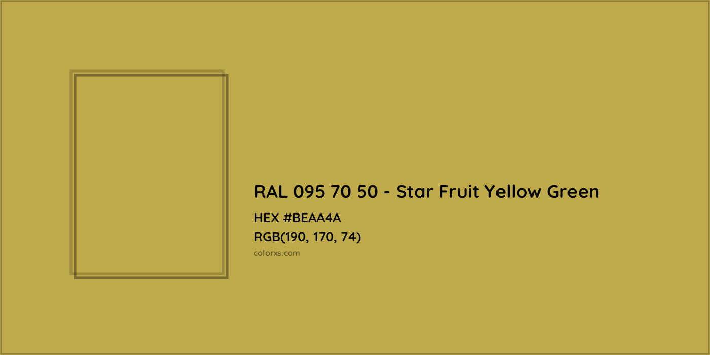HEX #BEAA4A RAL 095 70 50 - Star Fruit Yellow Green CMS RAL Design - Color Code