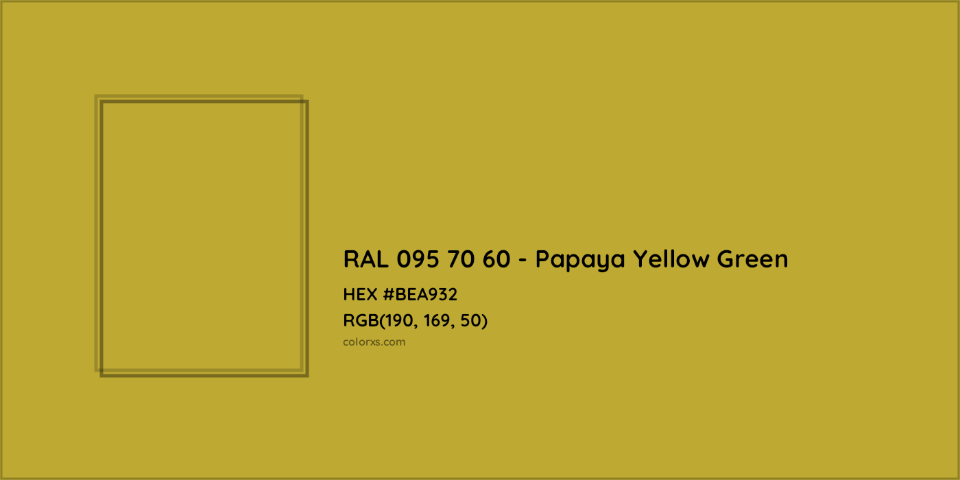 HEX #BEA932 RAL 095 70 60 - Papaya Yellow Green CMS RAL Design - Color Code