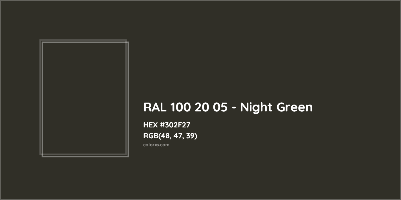 HEX #302F27 RAL 100 20 05 - Night Green CMS RAL Design - Color Code