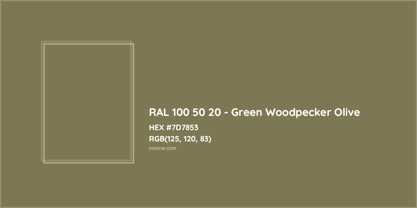 HEX #7D7853 RAL 100 50 20 - Green Woodpecker Olive CMS RAL Design - Color Code