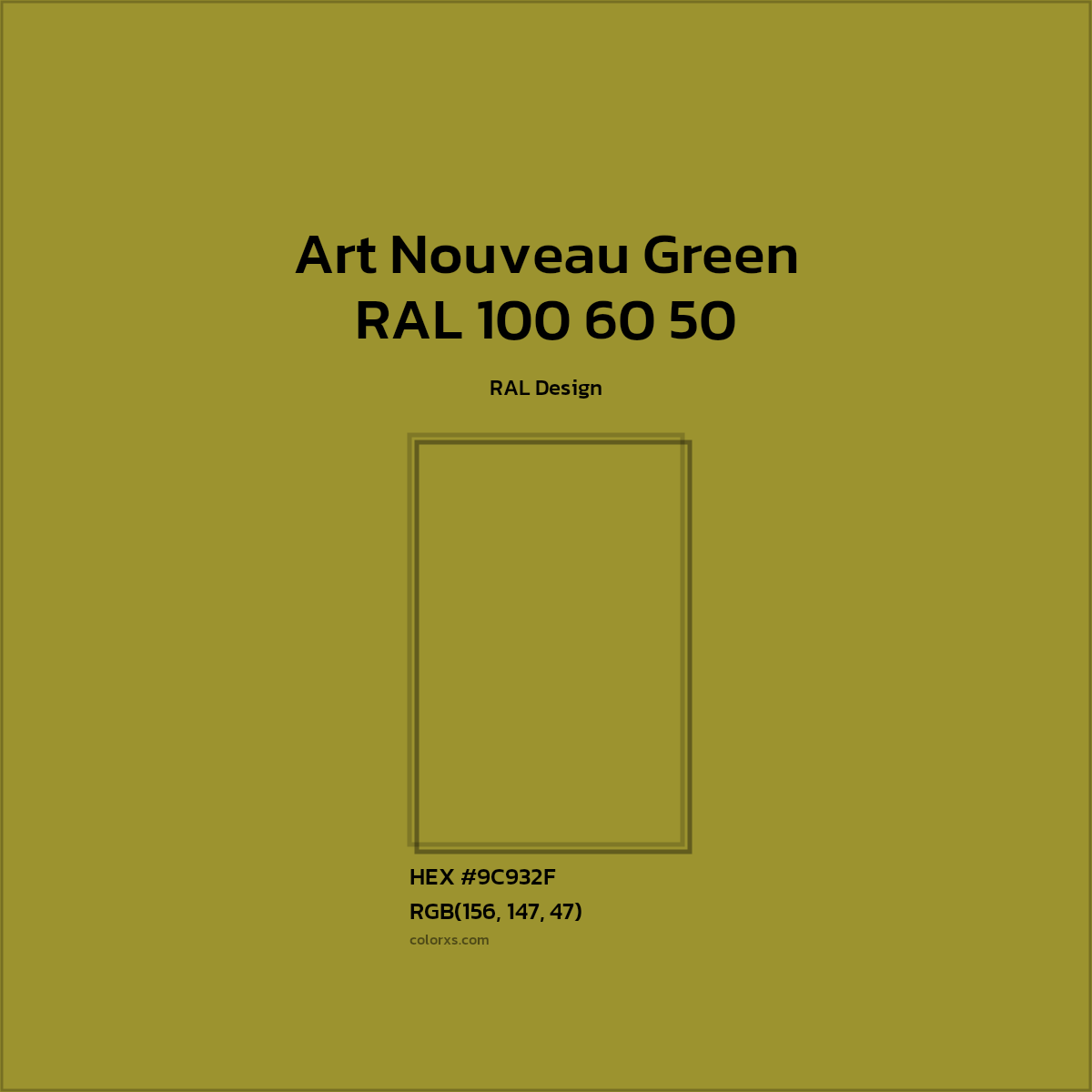 HEX #9C932F RAL 100 60 50 - Art Nouveau Green CMS RAL Design - Color Code