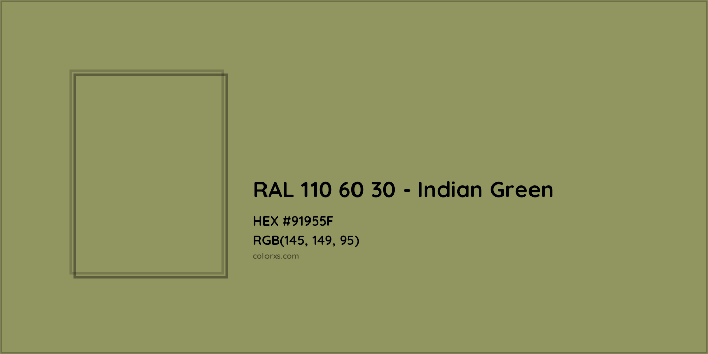 HEX #91955F RAL 110 60 30 - Indian Green CMS RAL Design - Color Code