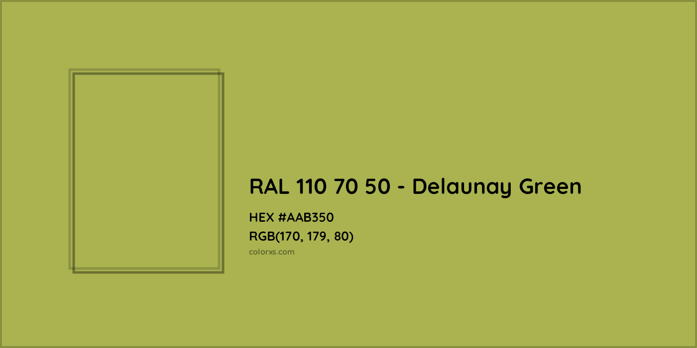 HEX #AAB350 RAL 110 70 50 - Delaunay Green CMS RAL Design - Color Code