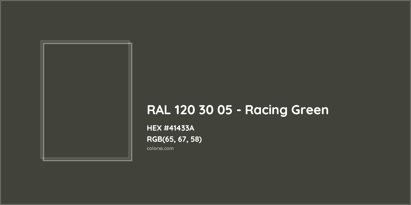 HEX #41433A RAL 120 30 05 - Racing Green CMS RAL Design - Color Code