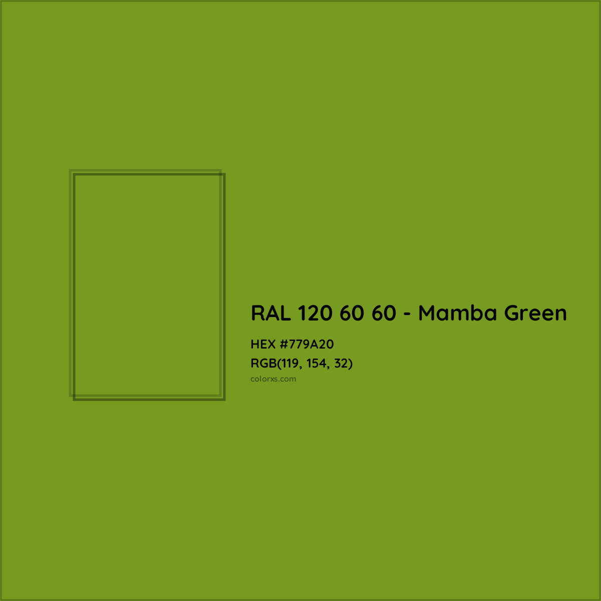 HEX #779A20 RAL 120 60 60 - Mamba Green CMS RAL Design - Color Code